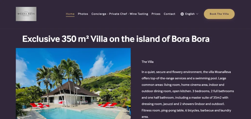 Site de la Villa Moana Reva